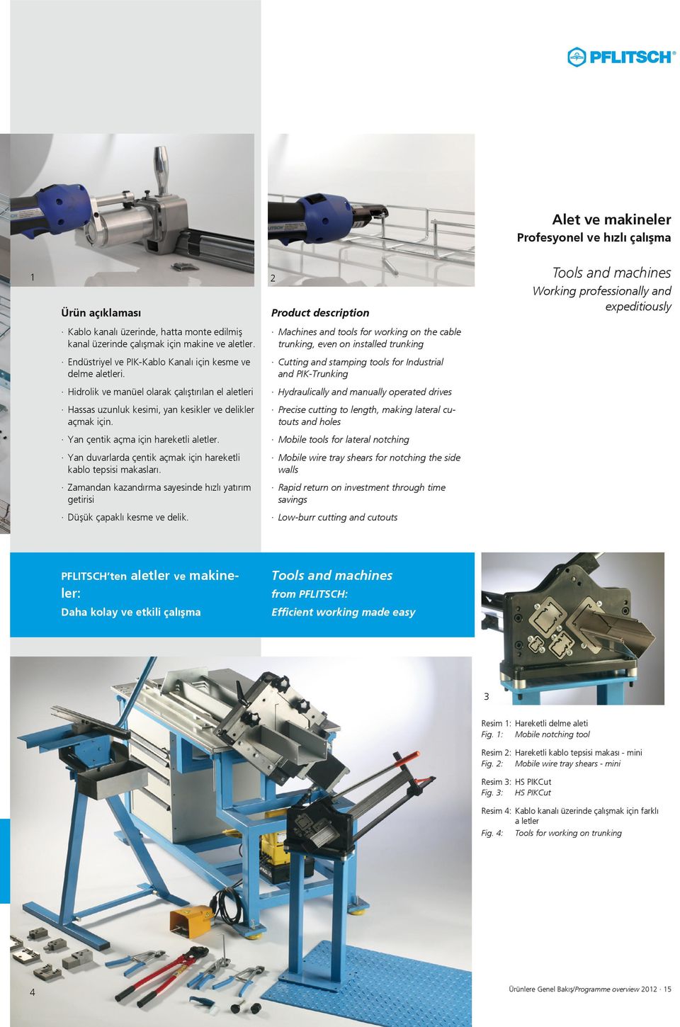 Cutting and stamping tools for Industrial and PIK-Trunking Hidrolik ve manüel olarak çalıştırılan el aletleri Hydraulically and manually operated drives Hassas uzunluk kesimi, yan kesikler ve