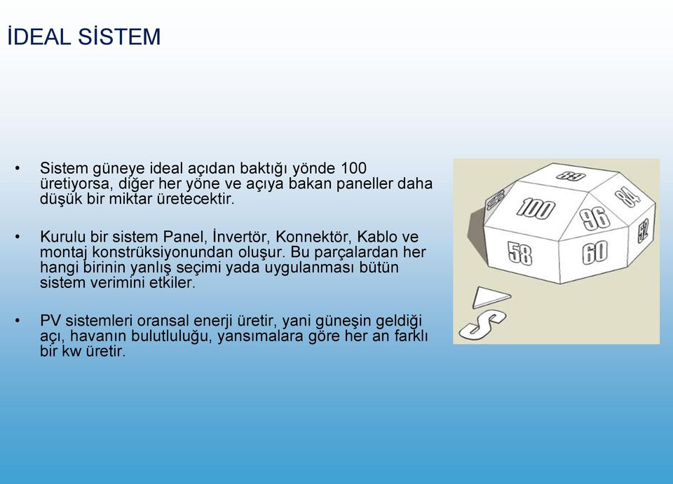 Kurulu bir sistem Panel, Ġnvertör, Konnektör, Kablo ve montaj konstrüksiyonundan oluģur.