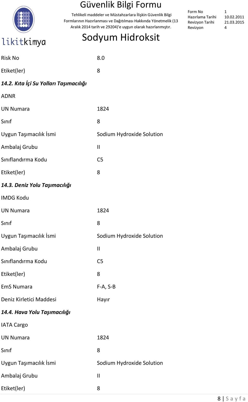 Solution II C5 Etiket(ler) 8 14.3.