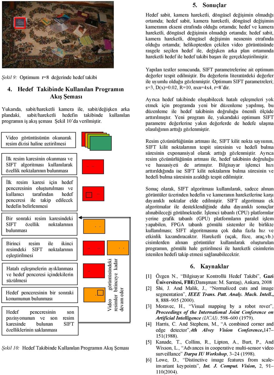 arka plan ortamında hareketli hedef ile hedef takibi başarı ile gerçekleştirilmiştir. Şekil 9: Optimum r=8 değerinde hedef takibi 4.