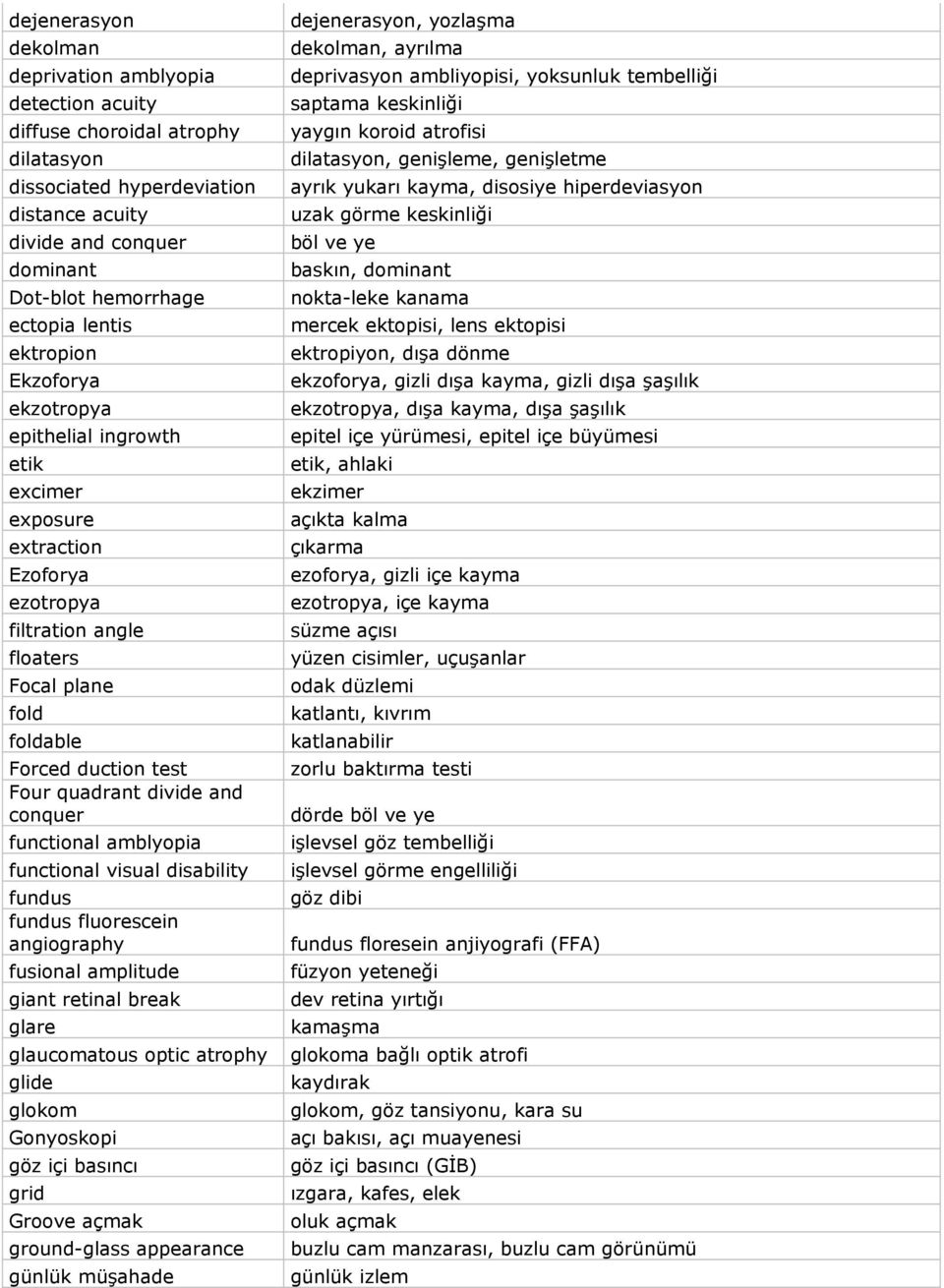 divide and conquer functional amblyopia functional visual disability fundus fundus fluorescein angiography fusional amplitude giant retinal break glare glaucomatous optic atrophy glide glokom