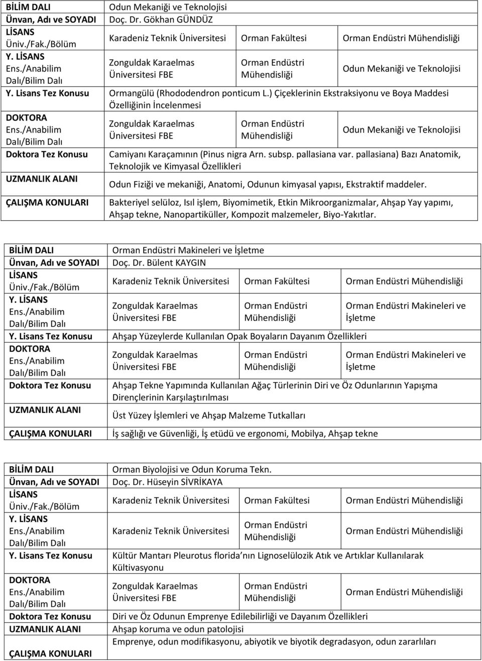 pallasiana) Bazı Anatomik, Teknolojik ve Kimyasal Özellikleri Odun Fiziği ve mekaniği, Anatomi, Odunun kimyasal yapısı, Ekstraktif maddeler.