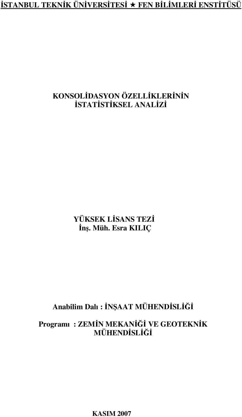 LİSANS TEZİ İnş. Müh.