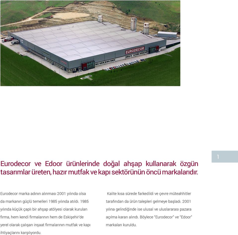 1985 yılında küçük çaplı bir ahşap atölyesi olarak kurulan firma, hem kendi firmalarının hem de Eskişehir de yerel olarak çalışan inşaat firmalarının mutfak ve