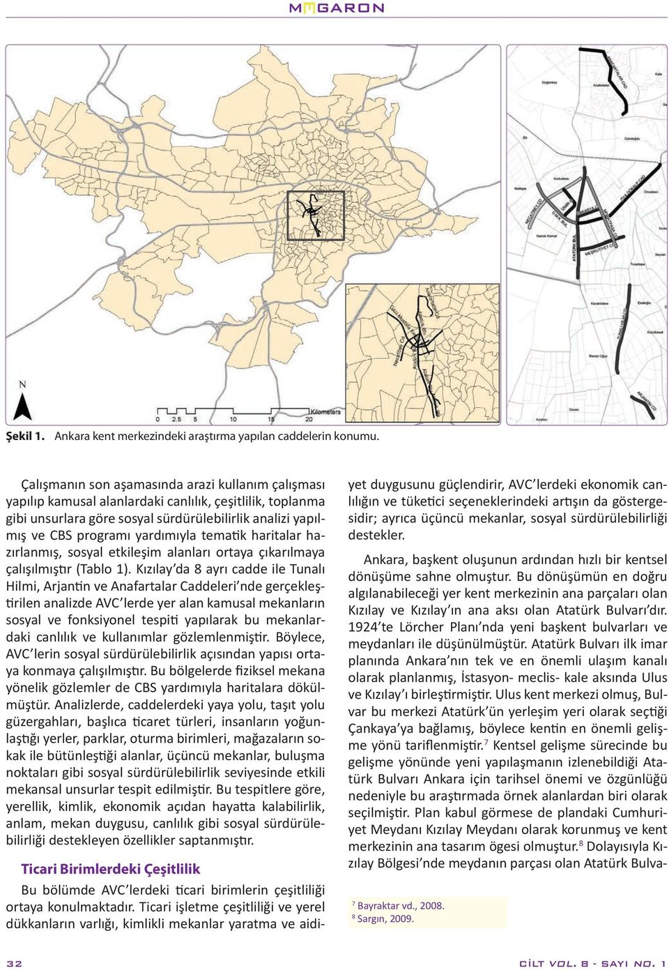 tematik haritalar hazırlanmış, sosyal etkileşim alanları ortaya çıkarılmaya çalışılmıştır (Tablo 1).