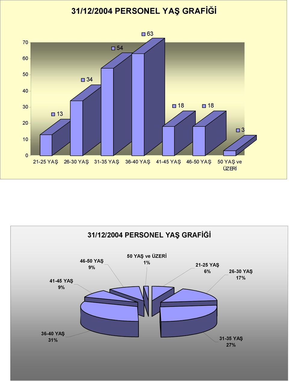 ÜZERİ 31/12/24 PERSONEL YAŞ GRAFİĞİ 41-45 YAŞ 9% 46-5 YAŞ 9% 5