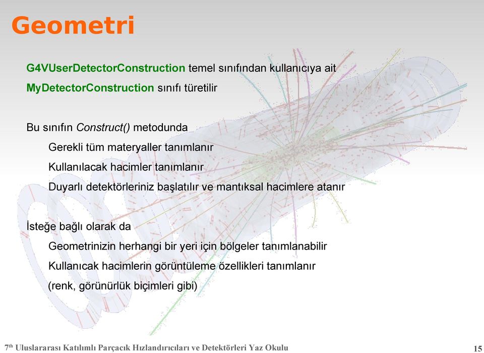 detektörleriniz başlatılır ve mantıksal hacimlere atanır İsteğe bağlı olarak da Geometrinizin herhangi bir yeri