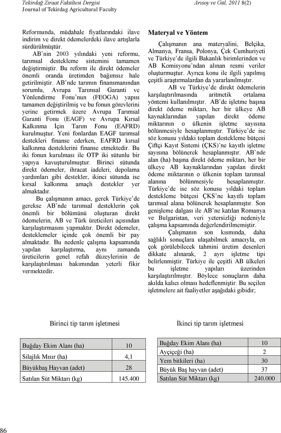 AB nde tarımın finansmanından sorumlu, Avrupa Tarımsal Garanti ve Yönlendirme Fonu nun (FEOGA) yapısı tamamen değiştirilmiş ve bu fonun görevlerini yerine getirmek üzere Avrupa Tarımsal Garanti Fonu