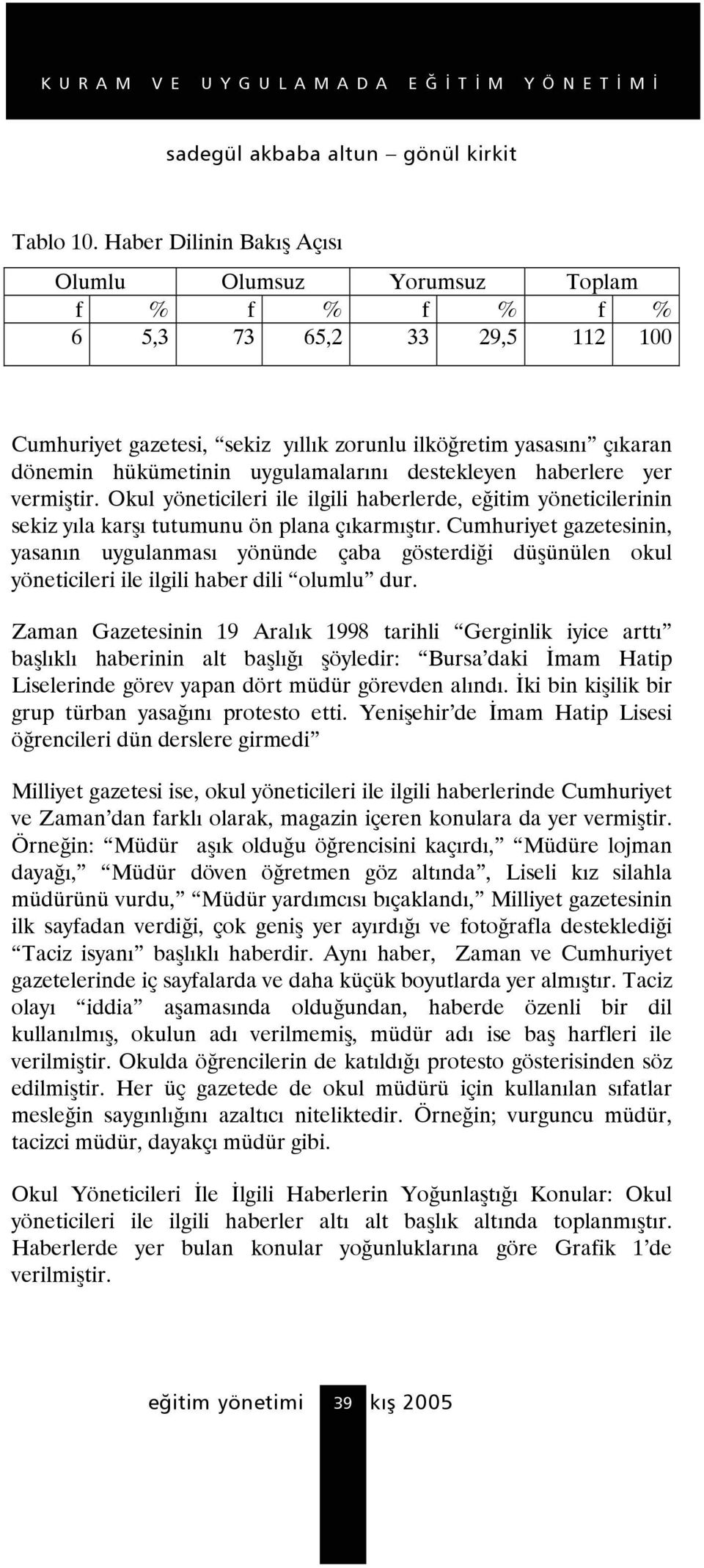 uygulamalarını destekleyen haberlere yer vermiştir. Okul yöneticileri ile ilgili haberlerde, eğitim yöneticilerinin sekiz yıla karşı tutumunu ön plana çıkarmıştır.