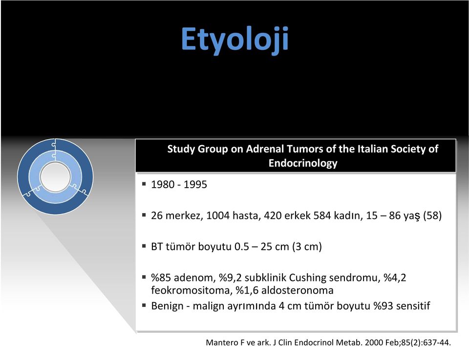 5 25 cm (3 cm) %85 adenom, %9,2 subklinik Cushing sendromu, %4,2 feokromositoma, %1,6
