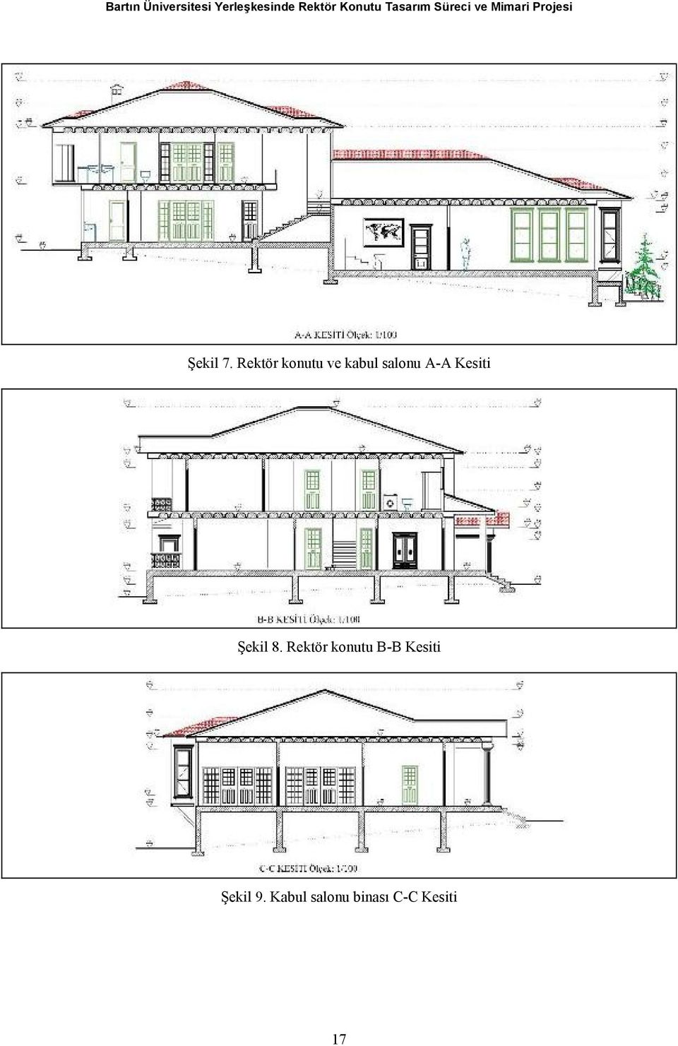Rektör konutu ve kabul salonu A-A Kesiti Şekil 8.
