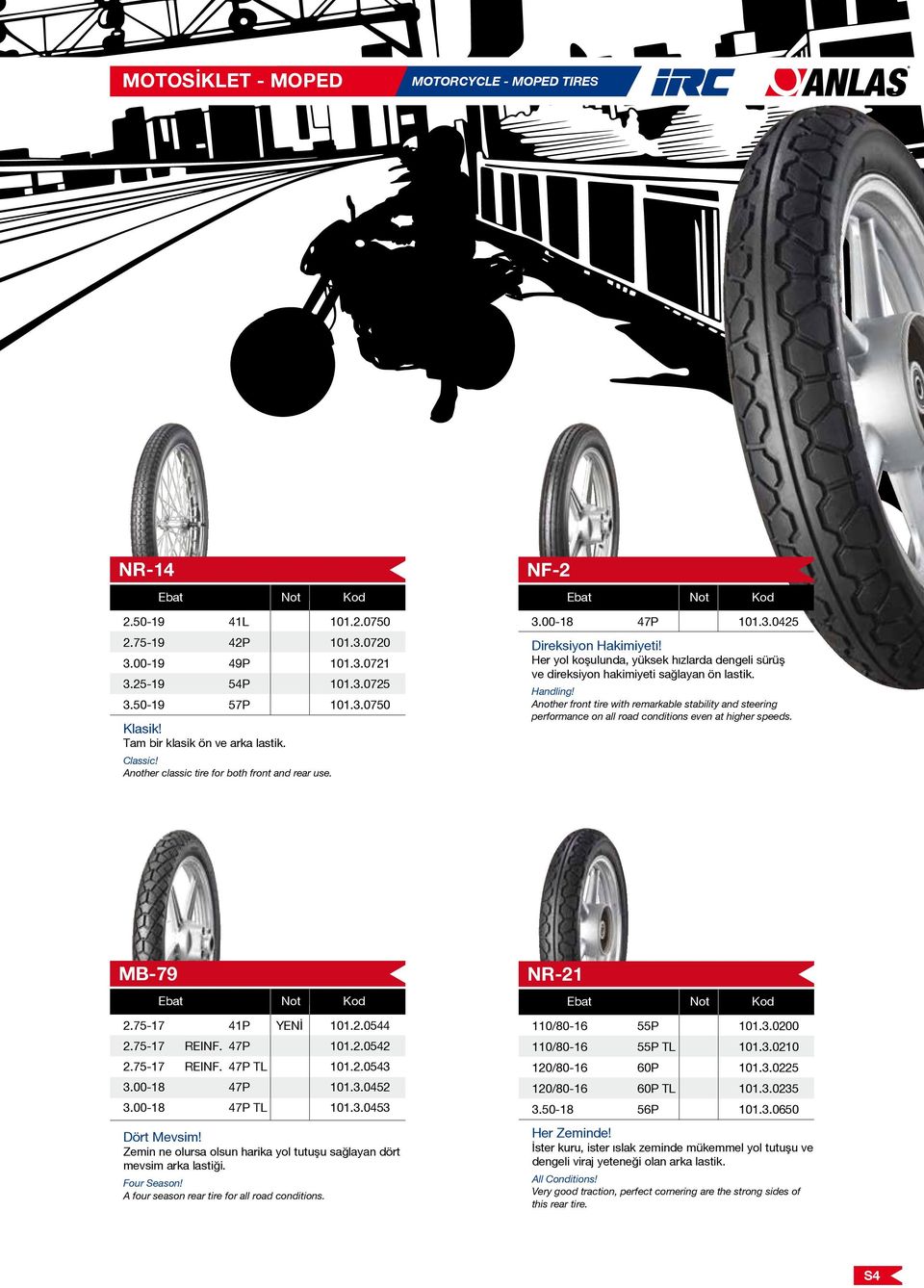 Her yol koşulunda, yüksek hızlarda dengeli sürüş ve direksiyon hakimiyeti sağlayan ön lastik. Handling!