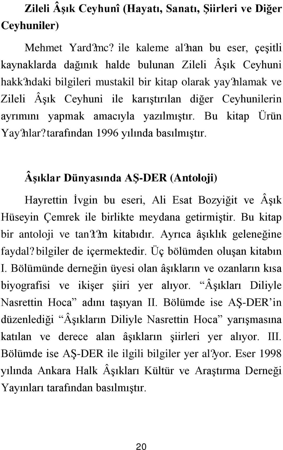 tarafından 1996 yılında basılmıştır. Âşıklar Dünyasında AŞ-DER (Antoloji) Hayrettin İvgin bu eseri, Ali Esat Bozyiğit ve Âşık Hüseyin Çemrek ile birlikte meydana getirmiştir.