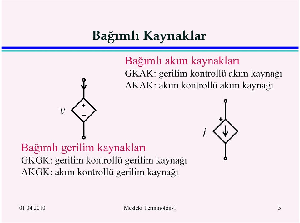 Bağımlı gerilim kaynakları GKGK: gerilim konrollü gerilim