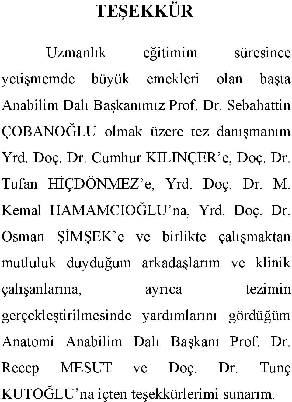 Kemal HAMAMCIOĞLU na, Yrd. Doç. Dr.