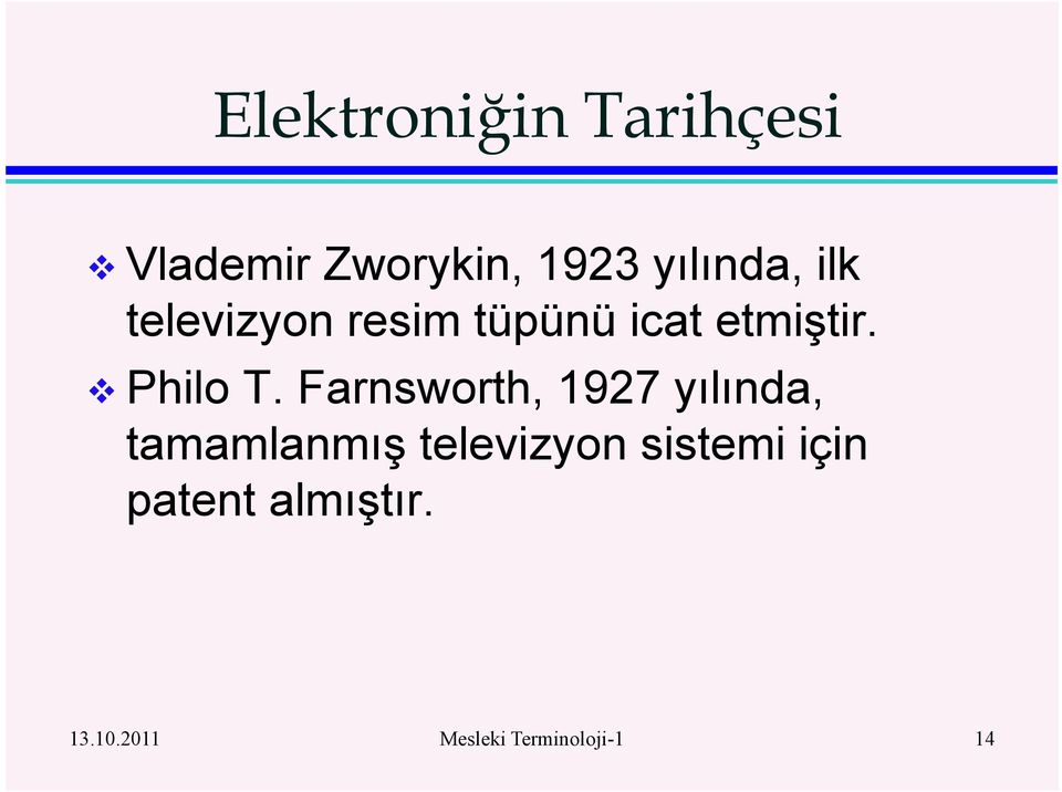 Farnsworth, 1927 yılında, tamamlanmış televizyon