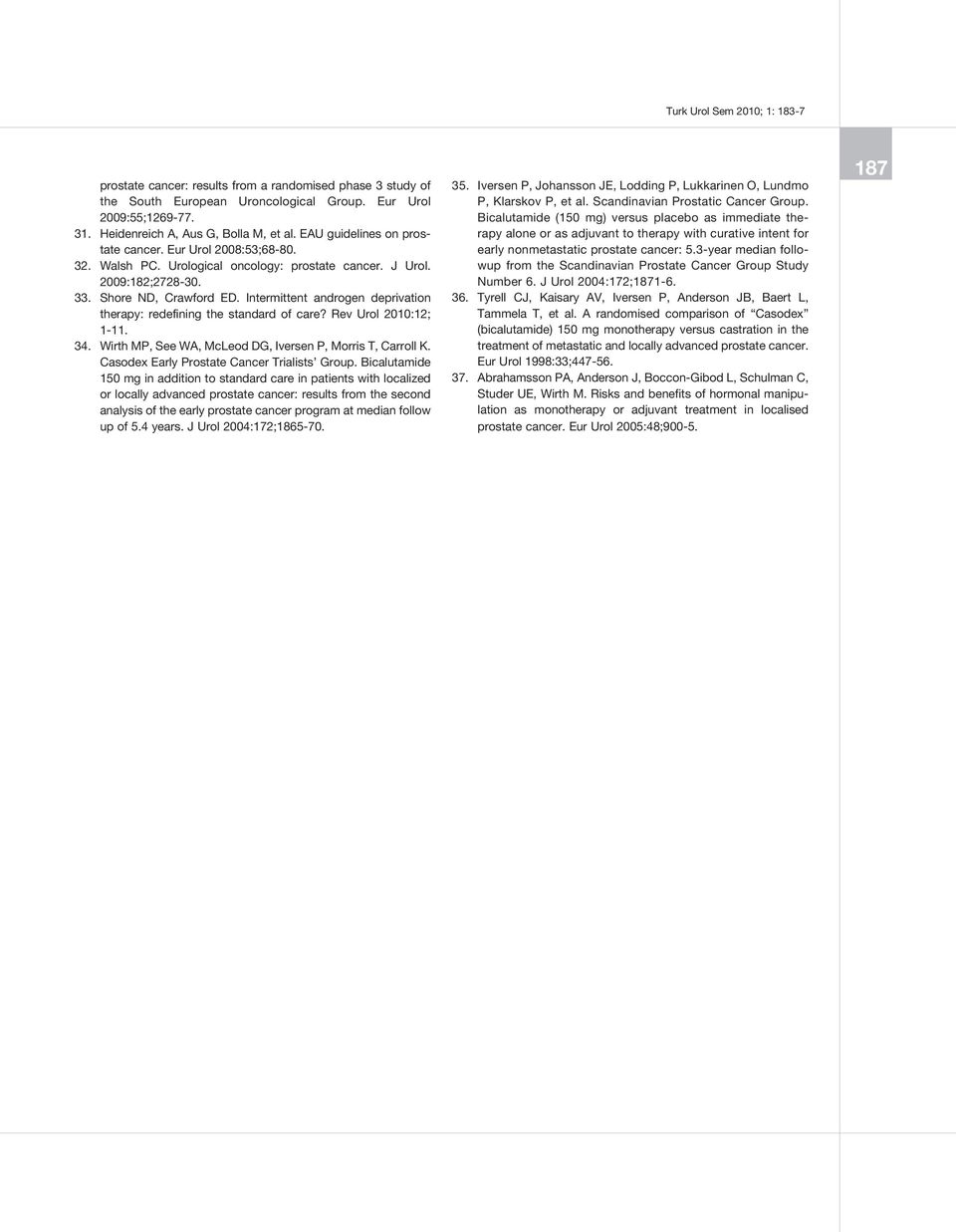 Intermittent androgen deprivation therapy: redefining the standard of care? Rev Urol 2010:12; 1-11. 34. Wirth MP, See WA, McLeod DG, Iversen P, Morris T, Carroll K.