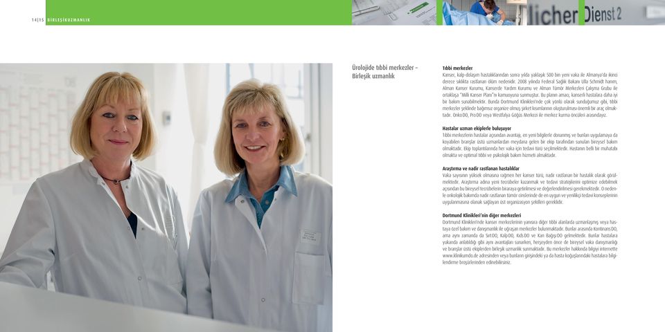 2008 yılında Federal Sağlık Bakanı Ulla Schmidt hanım, Alman Kanser Kurumu, Kanserde Yardım Kurumu ve Alman Tümör Merkezleri Çalışma Grubu ile ortaklaşa Milli Kanser Planı nı kamuoyuna sunmuştur.