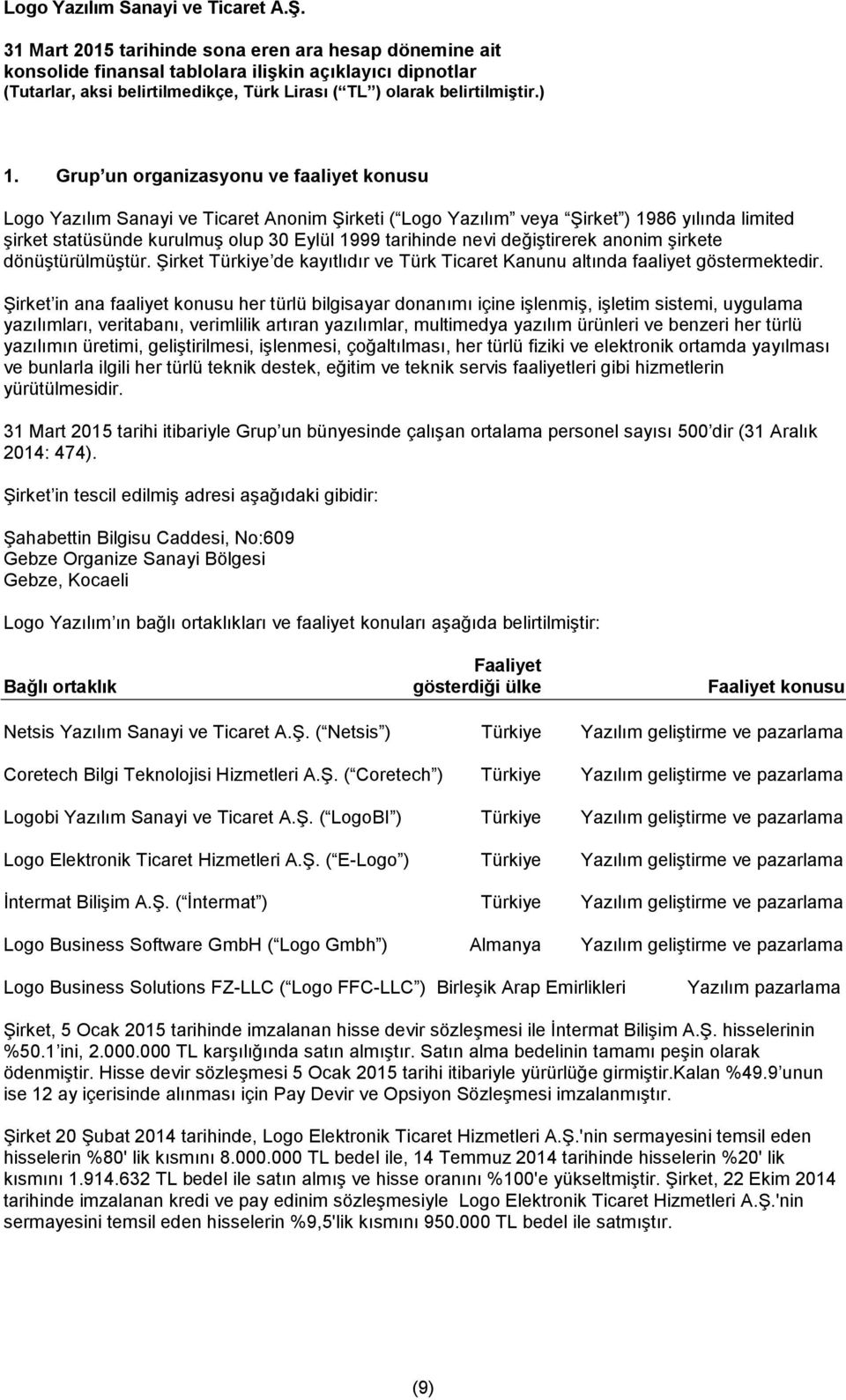 değiştirerek anonim şirkete dönüştürülmüştür. Şirket Türkiye de kayıtlıdır ve Türk Ticaret Kanunu altında faaliyet göstermektedir.