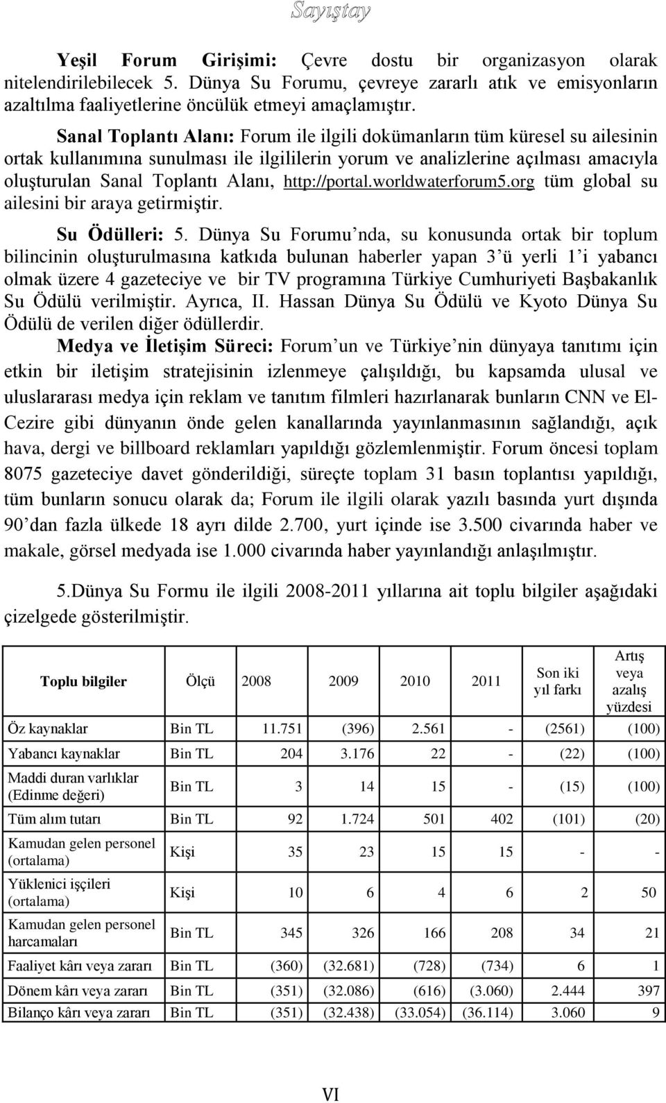 http://portal.worldwaterforum5.org tüm global su ailesini bir araya getirmiştir. Su Ödülleri: 5.