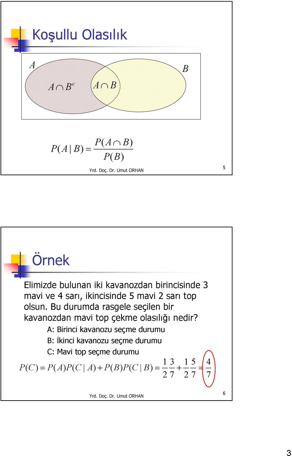 u durumda rasgl sçiln bir avanozdan mavi top çm olasılığı ndir?