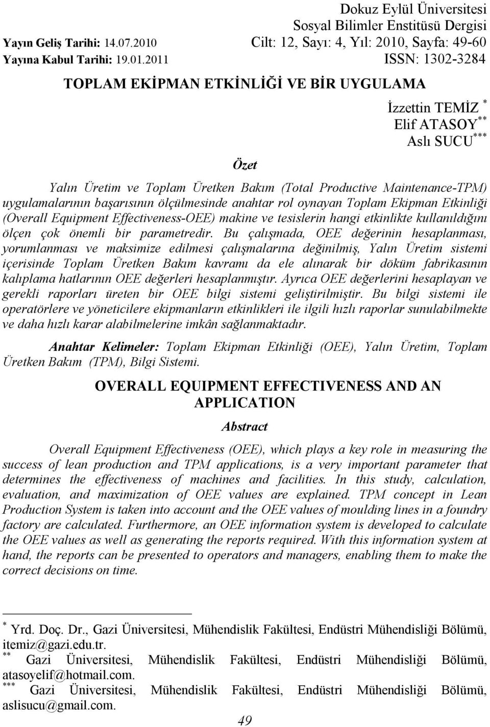 , Sayfa: 49-60 Yayına Kabul Tarihi: 19.01.