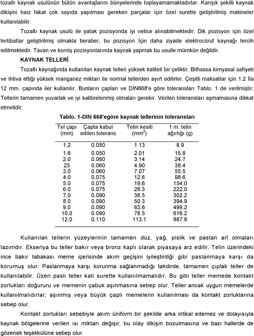 Tozaltı kaynak usulü ile yatak pozisyonda iyi netice alınabilmektedir.