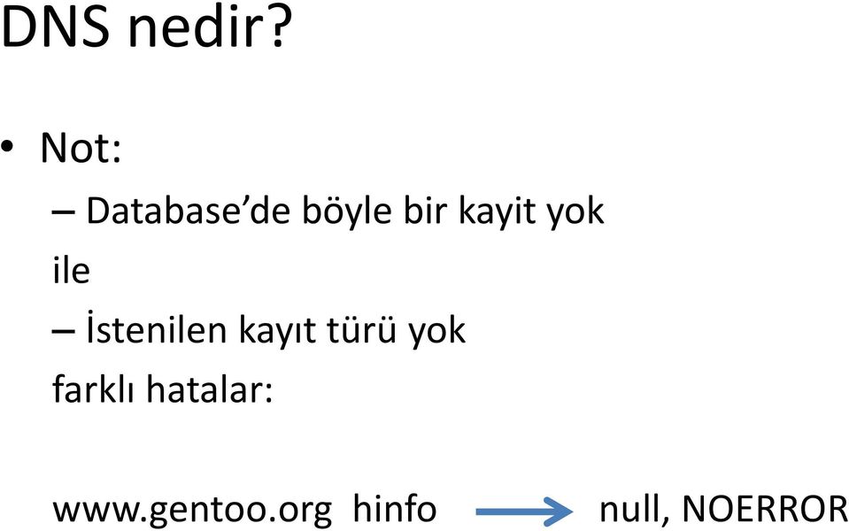 kayit yok ile İstenilen kayıt