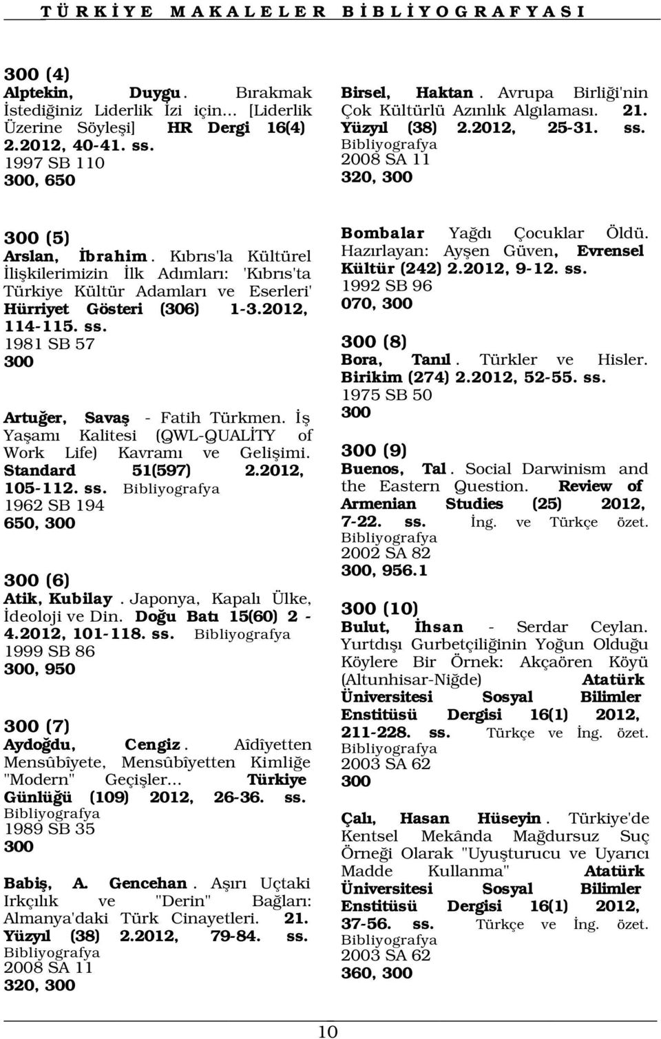 K br s'la Kültürel liflkilerimizin lk Ad mlar : 'K br s'ta Türkiye Kültür Adamlar ve Eserleri' Hürriyet Gösteri (306) 1-3.2012, 114-115. ss. 1981 SB 57 300 Artu er, Savafl - Fatih Türkmen.