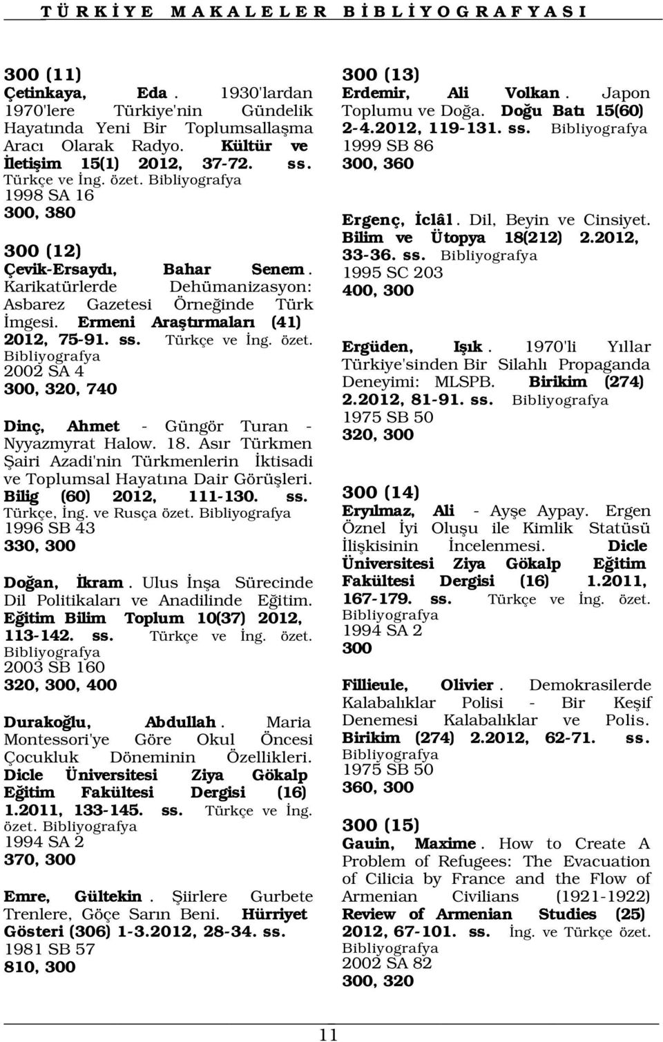 Karikatürlerde Dehümanizasyon: Asbarez Gazetesi Örne inde Türk mgesi. Ermeni Araflt rmalar (41) 2012, 75-91. ss. Türkçe ve ng. özet.