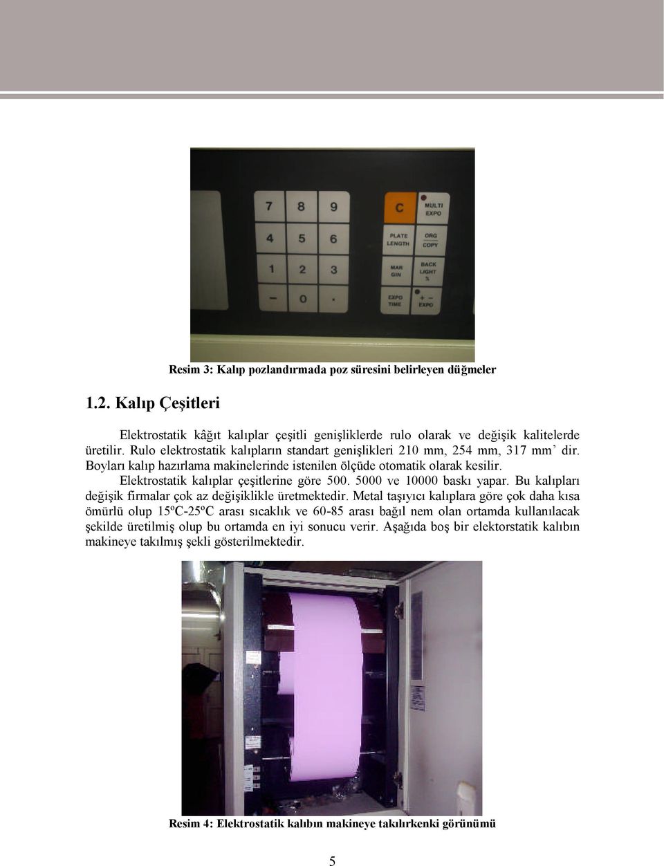 Elektrostatik kalıplar çeşitlerine göre 500. 5000 ve 10000 baskı yapar. Bu kalıpları değişik firmalar çok az değişiklikle üretmektedir.