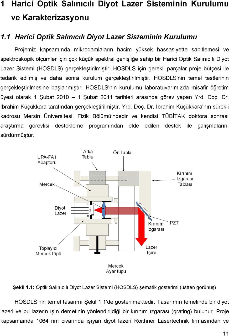 bir Harici Optik Salınıcılı Diyot Lazer Sistemi (HOSDLS) gerçekleştirilmiştir. HOSDLS için gerekli parçalar proje bütçesi ile tedarik edilmiş ve daha sonra kurulum gerçekleştirilmiştir.