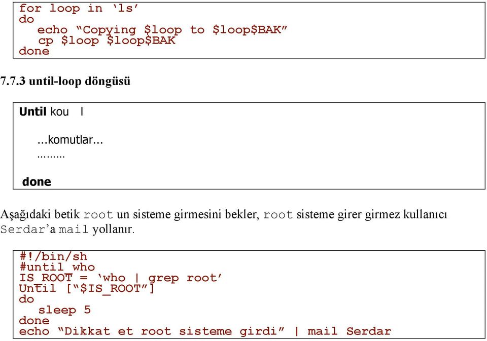 .. Aşağıdaki betik root un sisteme girmesini bekler, root sisteme girer girmez