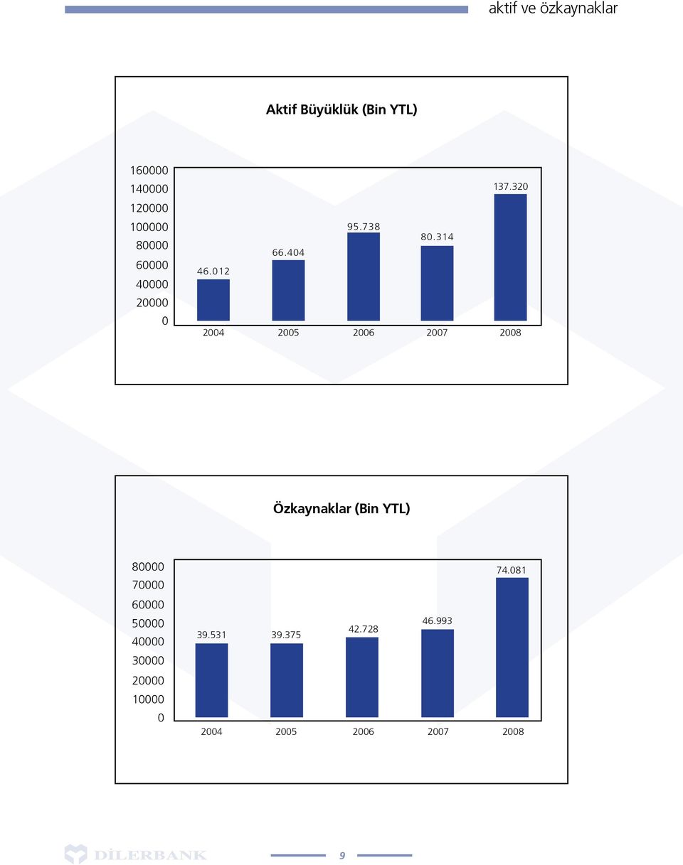 012 2004 2005 2006 2007 2008 Özkaynaklar (Bin YTL) 80000 70000 60000