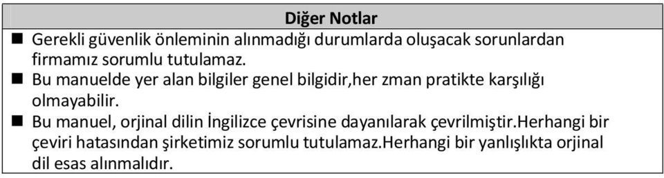 Bu manuelde yer alan bilgiler genel bilgidir,her zman pratikte karşılığı olmayabilir.