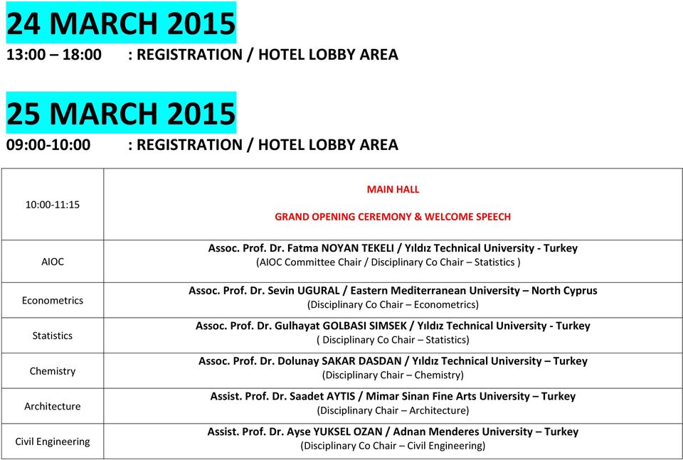 Fatma NOYAN TEKELI / Yıldız Technical University - Turkey (AIOC Committee Chair / Disciplinary Co Chair Statistics ) Assoc. Prof. Dr.