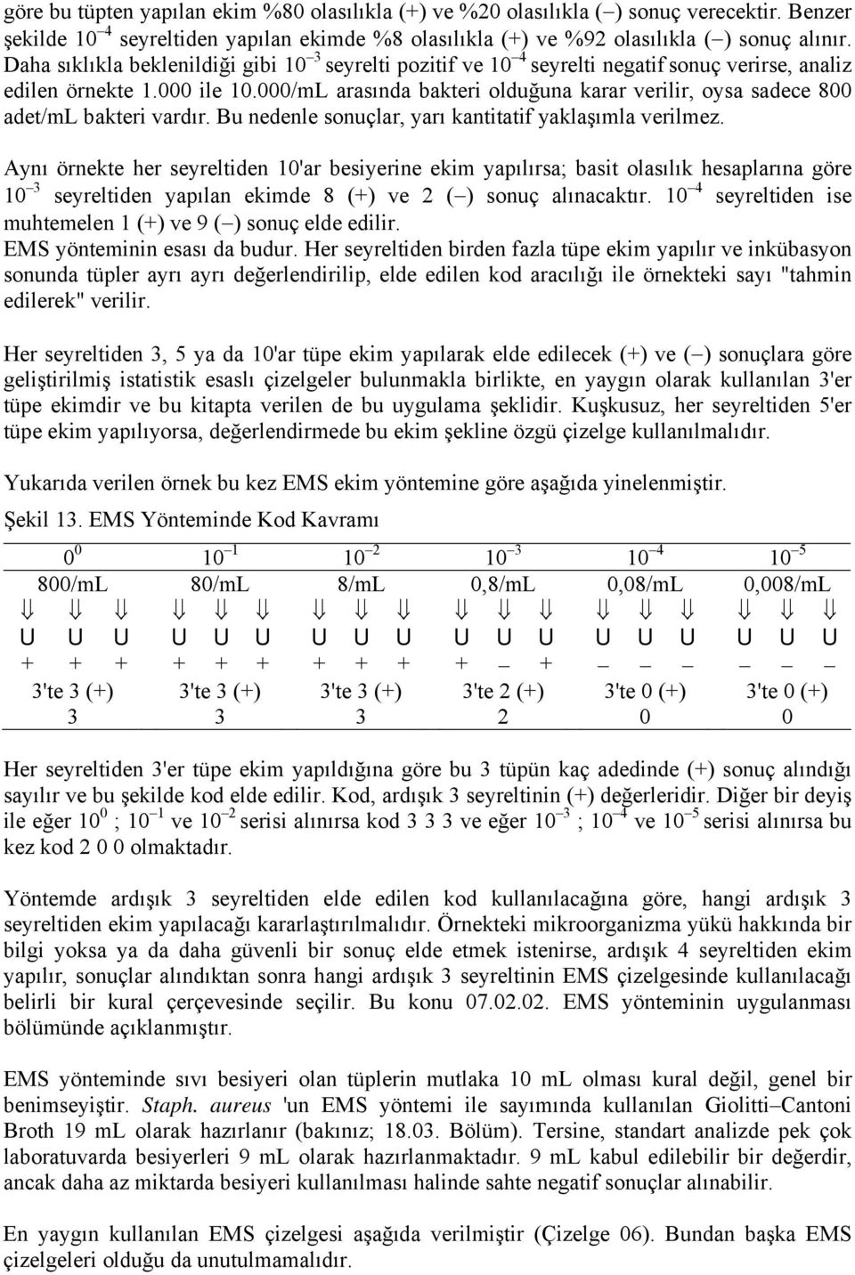 000/mL arasında bakteri olduğuna karar verilir, oysa sadece 800 adet/ml bakteri vardır. Bu nedenle sonuçlar, yarı kantitatif yaklaşımla verilmez.