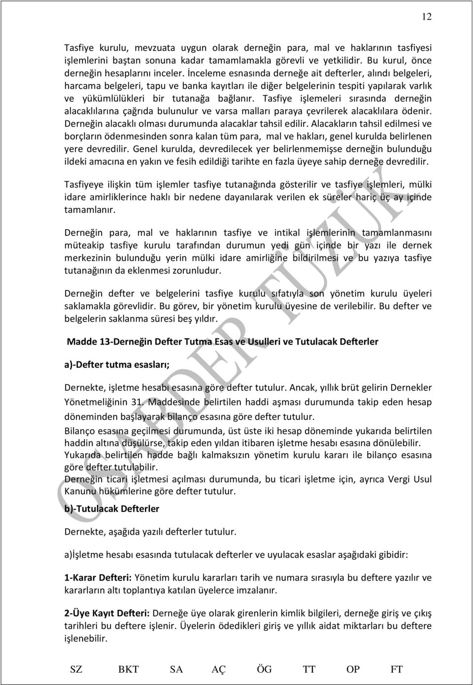 Tasfiye işlemeleri sırasında derneğin alacaklılarına çağrıda bulunulur ve varsa malları paraya çevrilerek alacaklılara ödenir. Derneğin alacaklı olması durumunda alacaklar tahsil edilir.