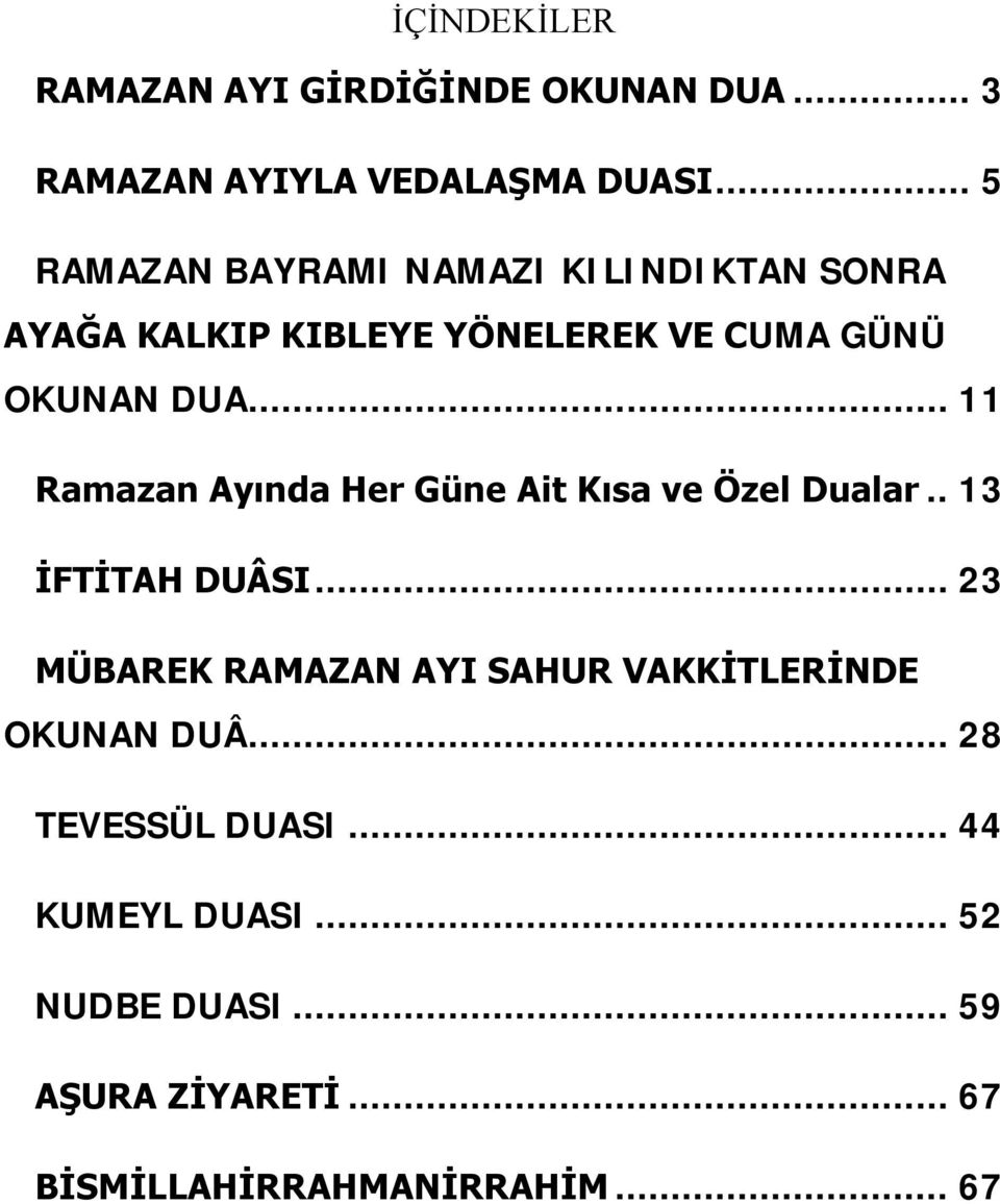 .. 11 Ramazan Ayında Her Güne Ait Kısa ve Özel Dualar.. 13 İFTİTAH DUÂSI.