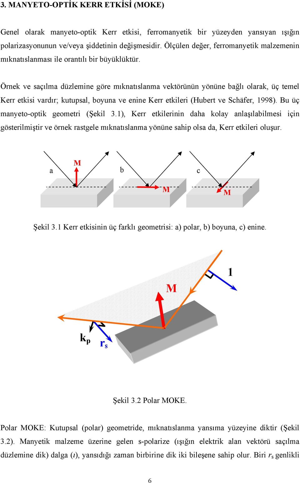 Önek ve saçılma düzlemine göe mıknatıslanma vektöünün yönüne bağlı olaak, üç temel e etkisi vadı; kutupsal, boyuna ve enine e etkilei (Hubet ve Schäfe, 998). Bu üç manyeto-optik geometi (Şekil 3.