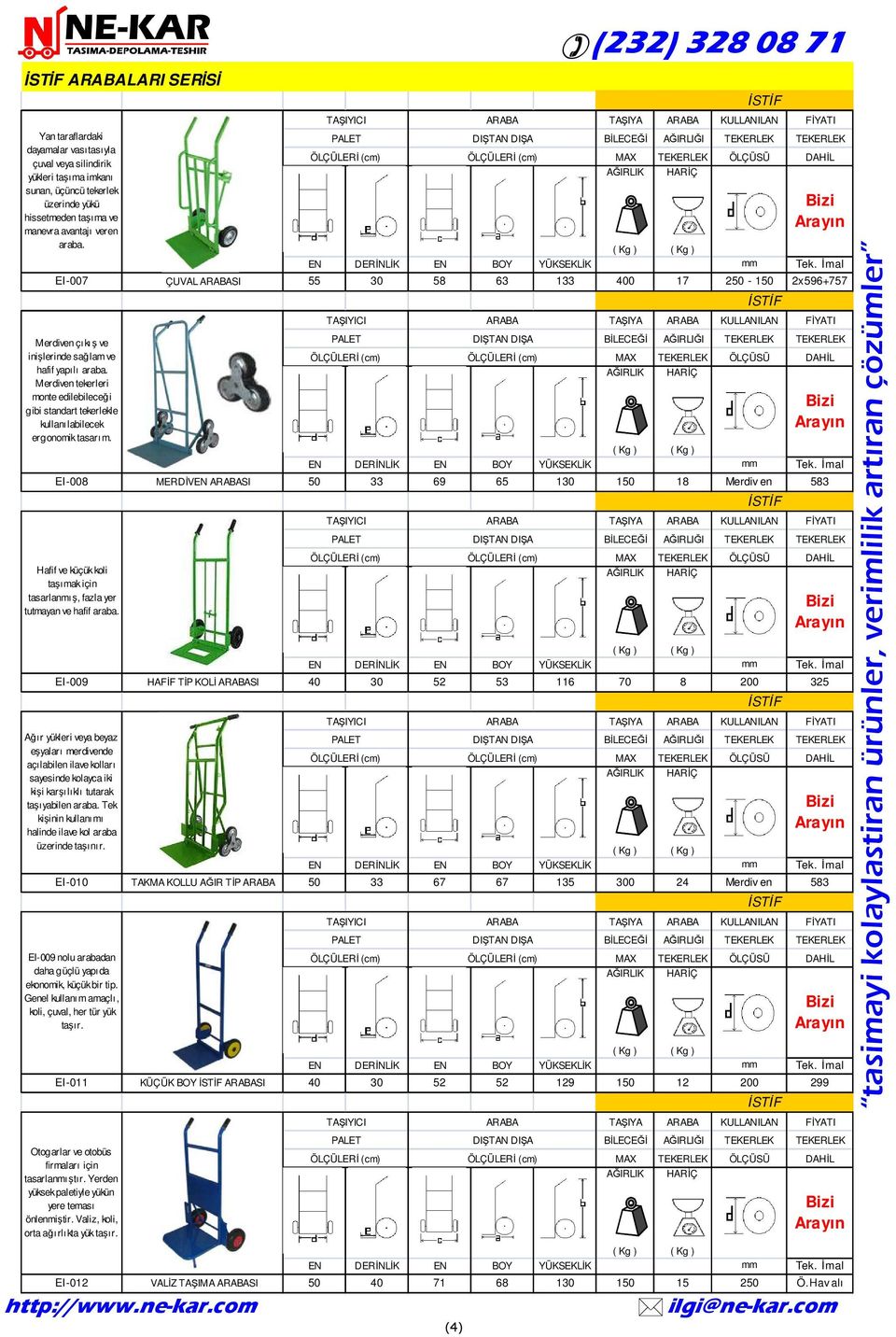 Merdiven tekerleri monte edilebileceği gibi standart tekerlekle kullanılabilecek ergonomik tasarım.