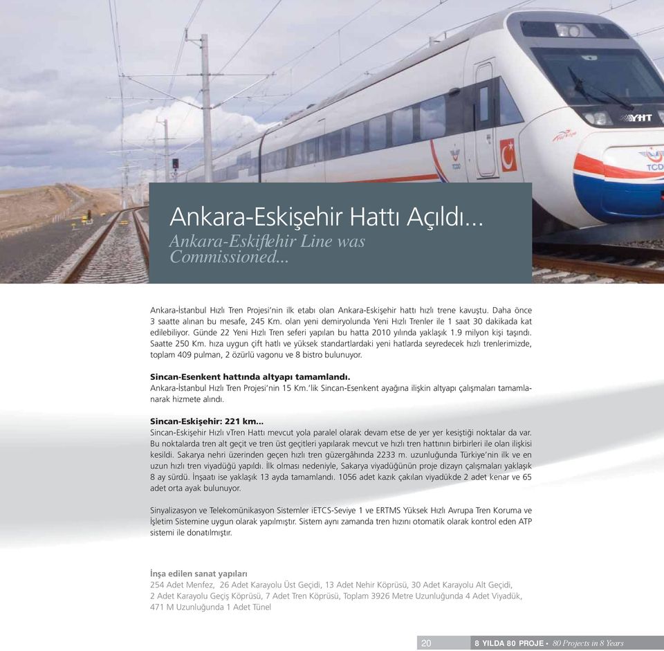 Günde 22 Yeni Hızlı Tren seferi yapılan bu hatta 2010 yılında yaklaşık 1.9 milyon kişi taşındı. Saatte 250 Km.