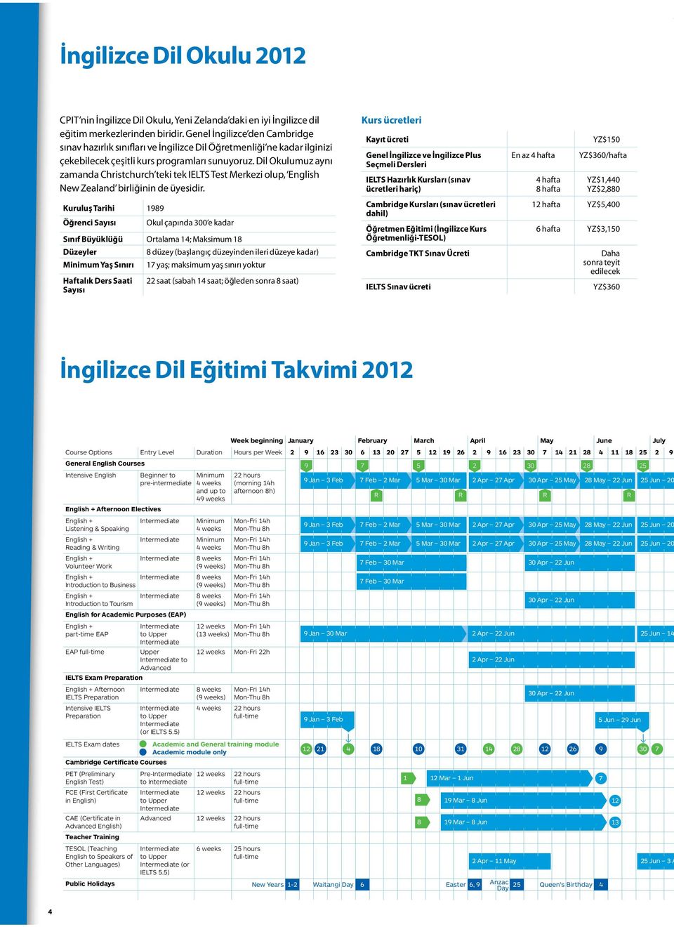 Dil Okulumuz aynı zamanda Christchurch teki tek IELTS Test Merkezi olup, English New Zealand birliğinin de üyesidir.