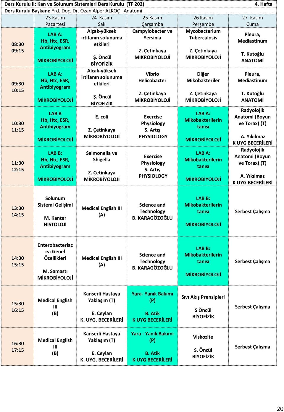 Antibiyogram : Hb, Htc, ESR, Antibiyogram Ş. Öncül BİYOFİZİK Alçak-yüksek irtifanın solunuma etkileri Ş. Öncül BİYOFİZİK E.