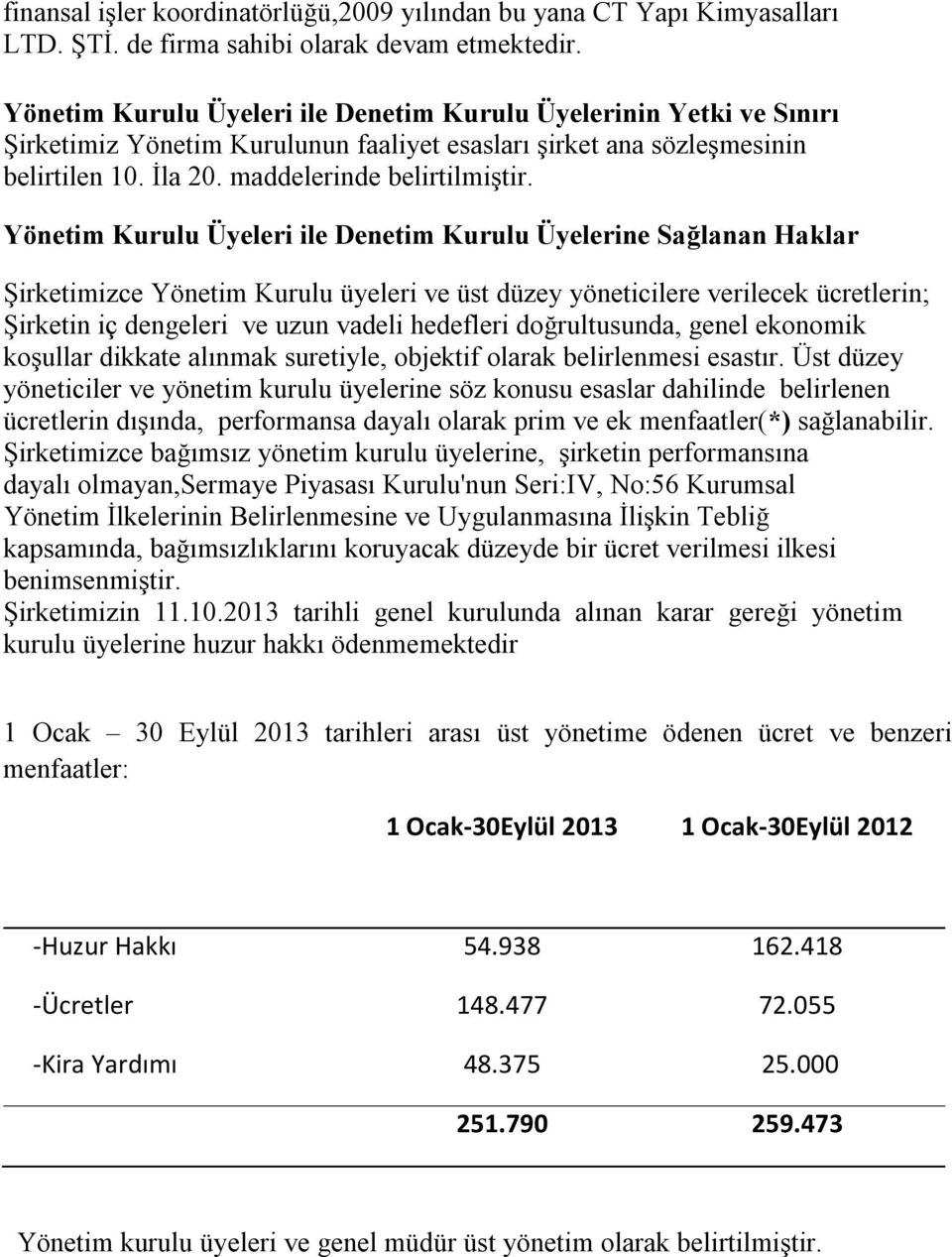 Yönetim Kurulu Üyeleri ile Denetim Kurulu Üyelerine Sağlanan Haklar Şirketimizce Yönetim Kurulu üyeleri ve üst düzey yöneticilere verilecek ücretlerin; Şirketin iç dengeleri ve uzun vadeli hedefleri