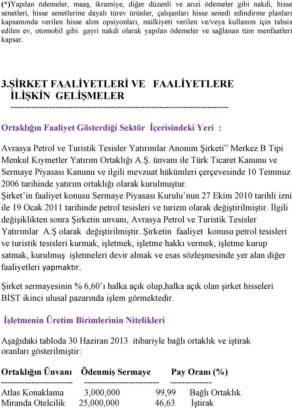 ŞİRKET FAALİYETLERİ VE FAALİYETLERE İLİŞKİN GELİŞMELER ------------------------------------------------------------------------- Ortaklığın Faaliyet Gösterdiği Sektör İçerisindeki Yeri : Avrasya