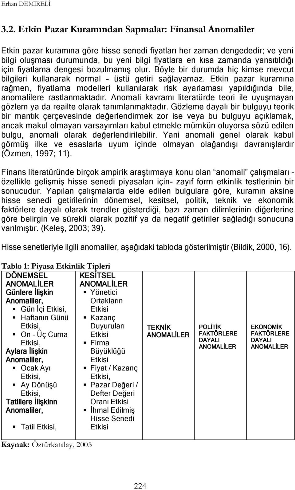 yansıtıldığı için fiyatlama dengesi bozulmamıģ olur. Böyle bir durumda hiç kimse mevcut bilgileri kullanarak normal üstü getiri sağlayamaz.