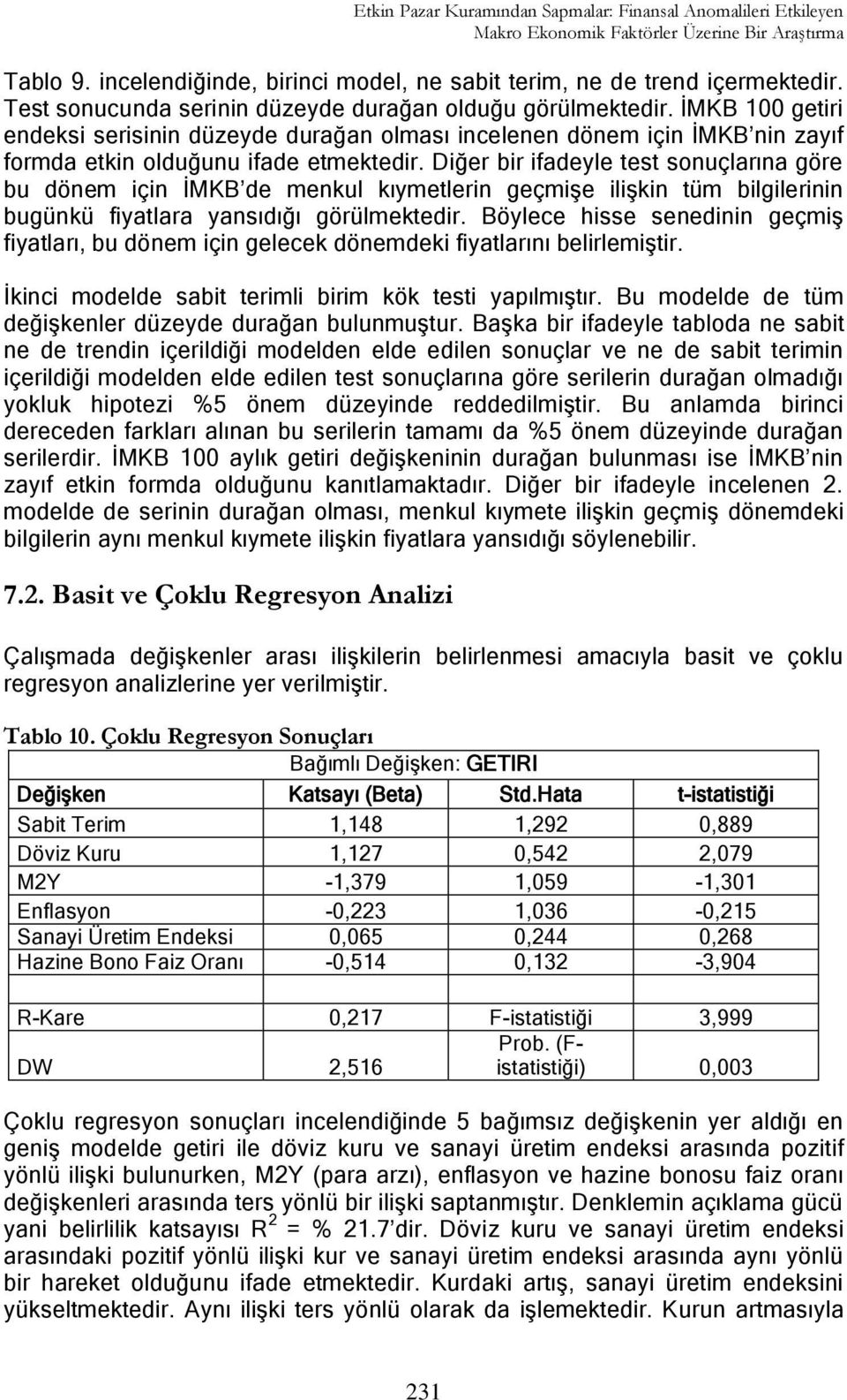 Diğer bir ifadeyle test sonuçlarına göre bu dönem için ĠMKB de menkul kıymetlerin geçmiģe iliģkin tüm bilgilerinin bugünkü fiyatlara yansıdığı görülmektedir.