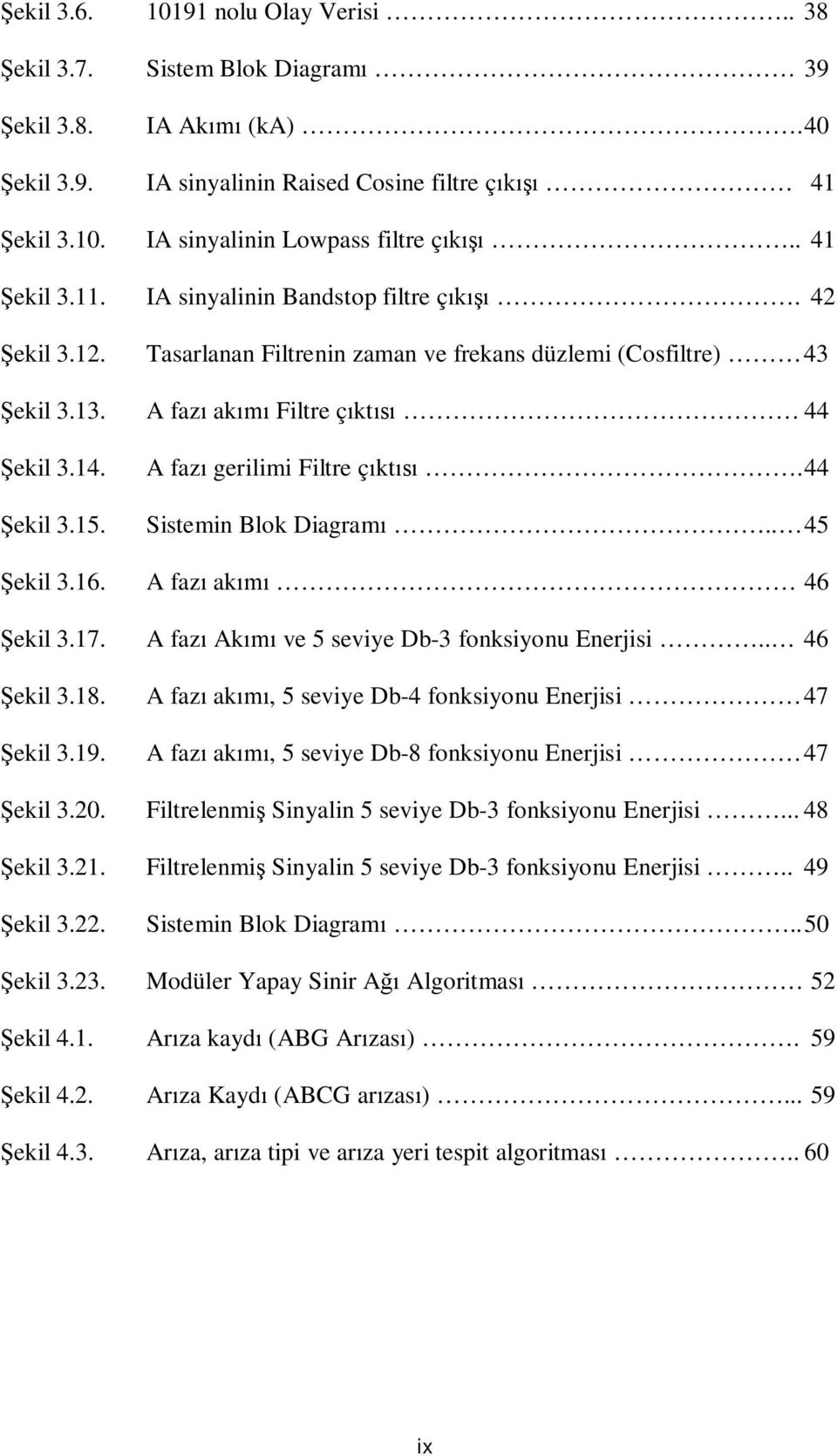 Sistemin Blok Diagram.. 45 ekil 3.16. A faz ak 46 ekil 3.17. A faz Ak ve 5 seviye Db-3 fonksiyonu Enerjisi.. 46 ekil 3.18. A faz ak, 5 seviye Db-4 fonksiyonu Enerjisi 47 ekil 3.19.