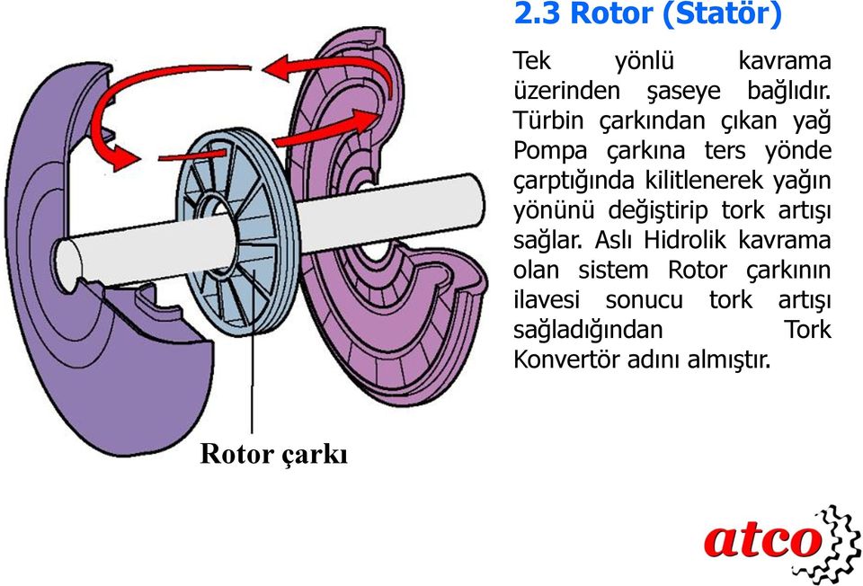 yağın yönünü değiştirip tork artışı sağlar.